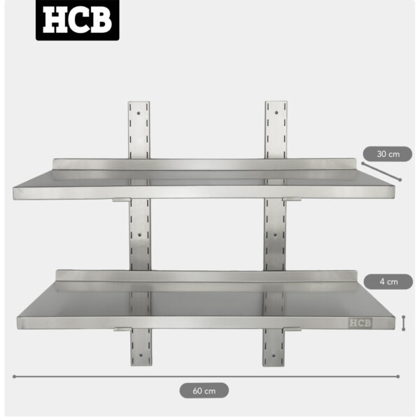 HCB Dubbel wandschap – 60 x 30 cm – RVS - Image 2