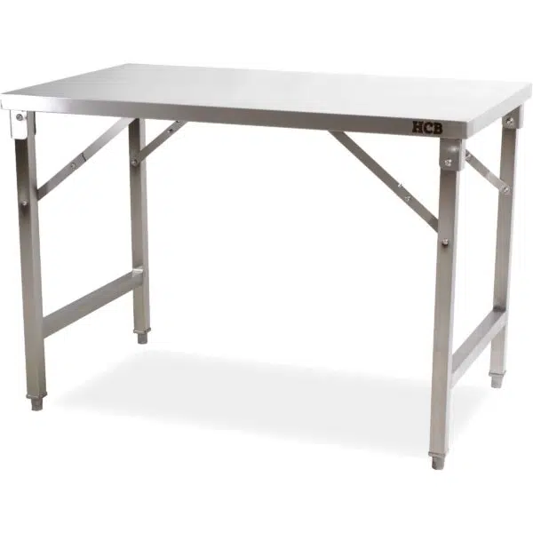HCB Mesa de trabajo – plegable – 120 x 70 x 85 cm – acero inoxidable