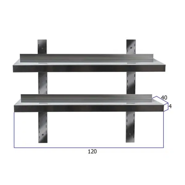 HCB Dubbel wandschap – 120 x 40 cm – RVS